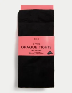 2 Pack 100 Denier School Tights (6-14 Yrs)