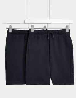 2 Pack Adaptive Cotton Rich Plain Shorts (2-16 Yrs)