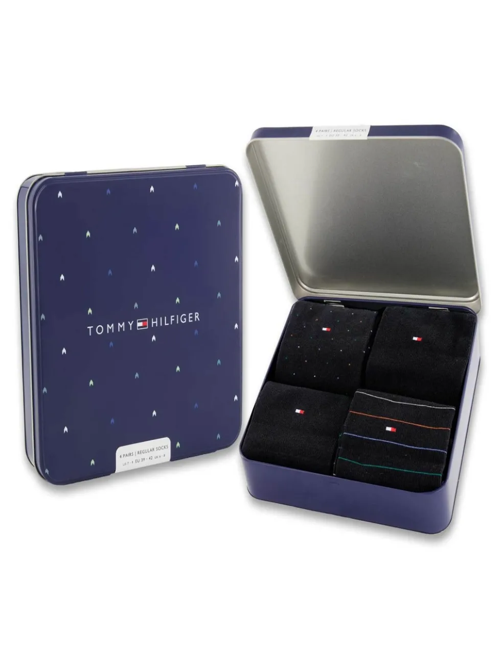 4 Pack Assorted Cotton Rich Socks Gift Tin