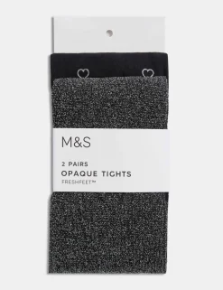 2 Pack Black Sparkly Tights (2-14 Yrs)