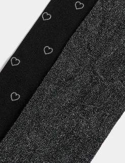 2 Pack Black Sparkly Tights (2-14 Yrs)