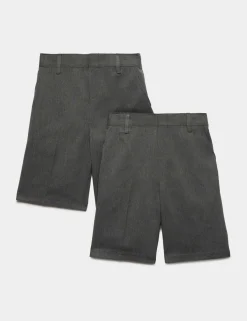 2 Pack Boys' Easy Dressing School Shorts (3-15 Yrs)