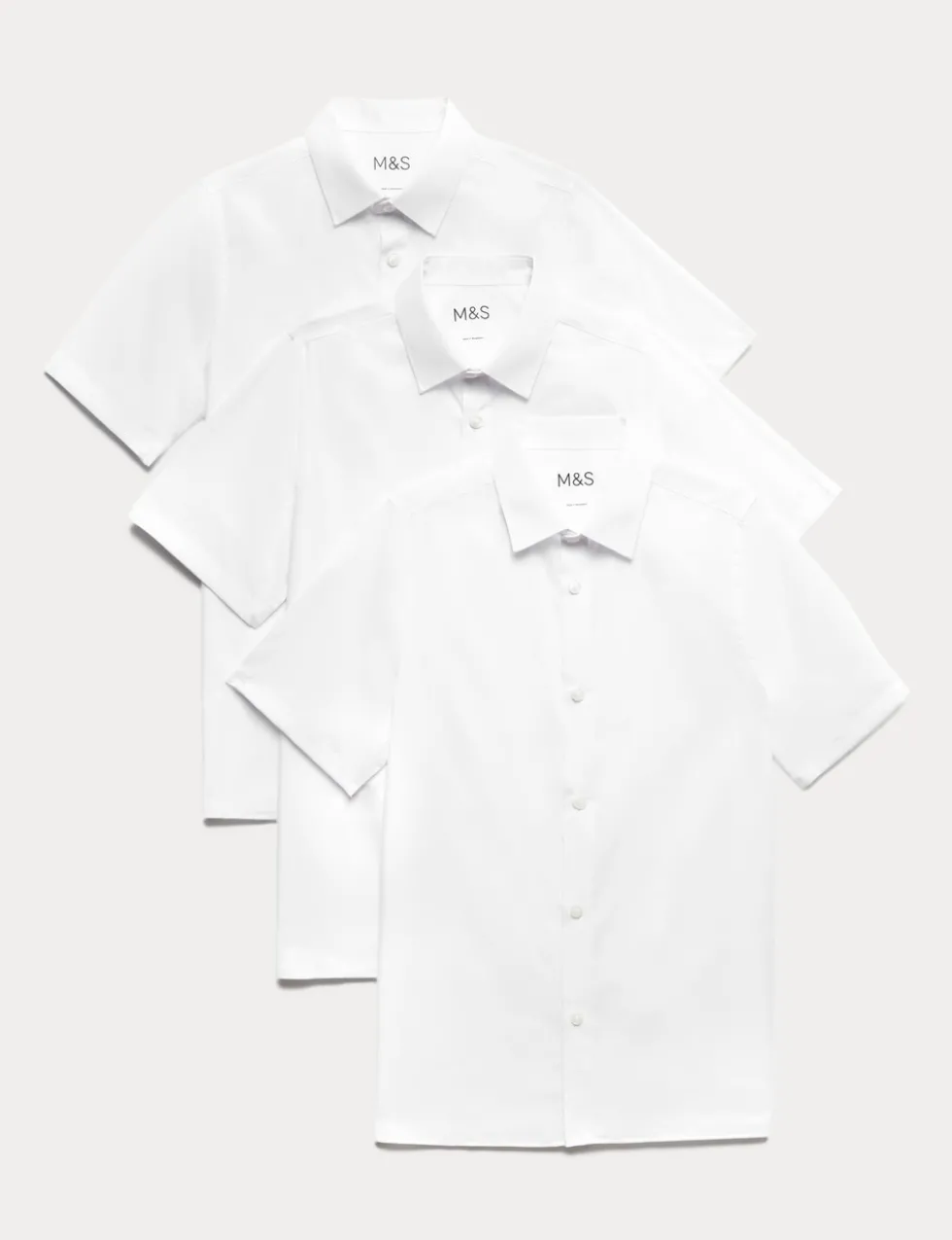 3 Pack Boys' Longer Length Easy Iron School Shirts (4-18 Yrs)