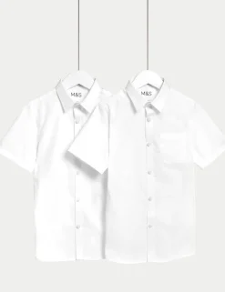 2 Pack Boys' Non-Iron School Shirts (2-18 Yrs)