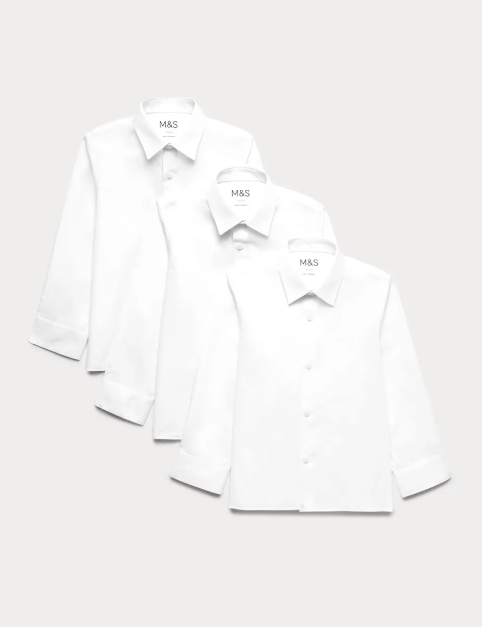 3 Pack Boys' Plus Fit Easy Iron School Shirts (4-18 Yrs)