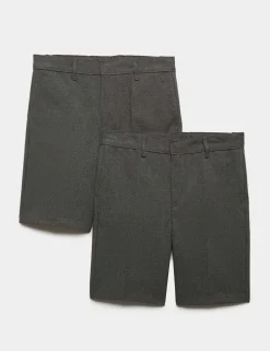 2 Pack Boys' Plus Fit Regular Leg Waist School Shorts (4-14 Yrs)