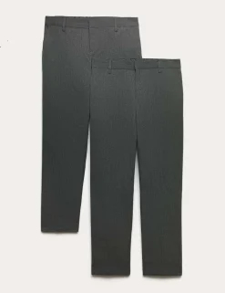 2 Pack Boys' Plus Fit Regular Leg School Trousers