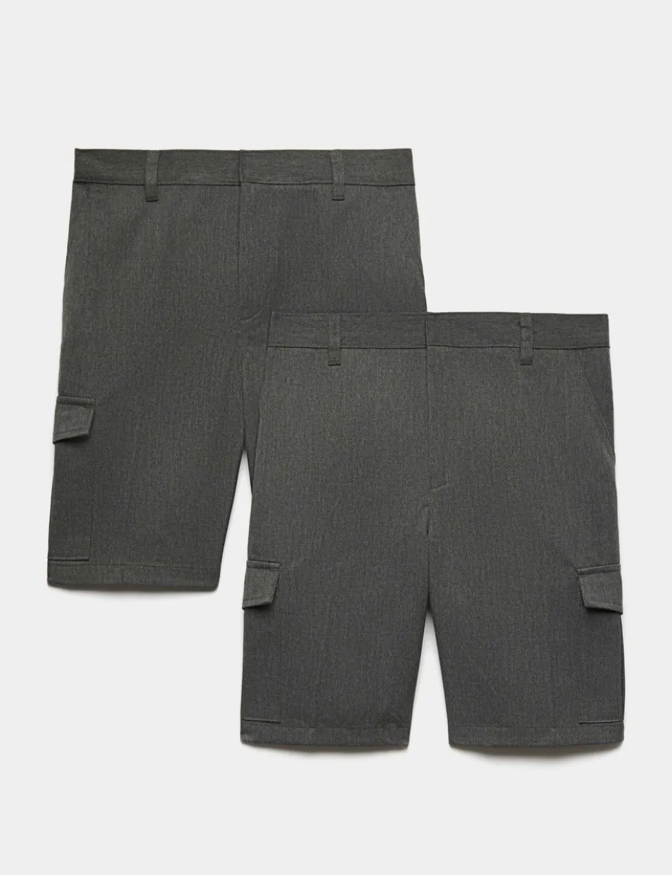 2 Pack Boys' Plus Fit Waist Cargo School Shorts (4-14 Yrs)