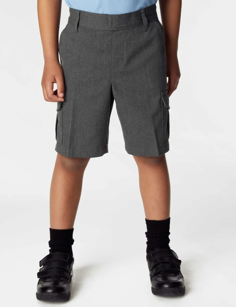 2 Pack Boys' Plus Fit Waist Cargo School Shorts (4-14 Yrs)