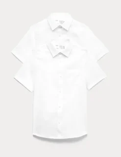 2 Pack Boys' Regular Fit Cotton School Shirts (2-18 Yrs)