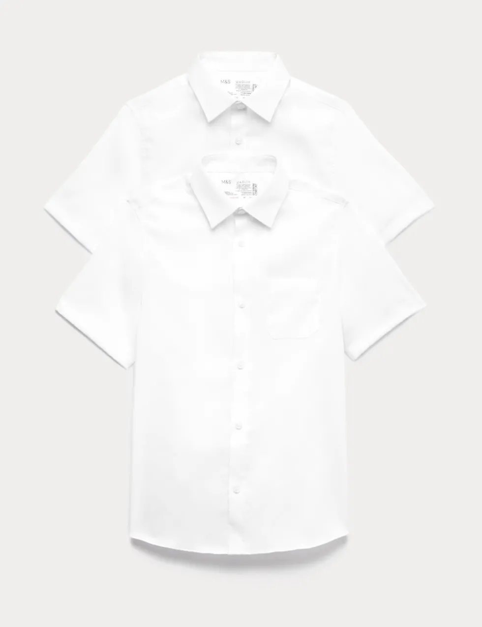 2 Pack Boys' Regular Fit Cotton School Shirts (2-18 Yrs)