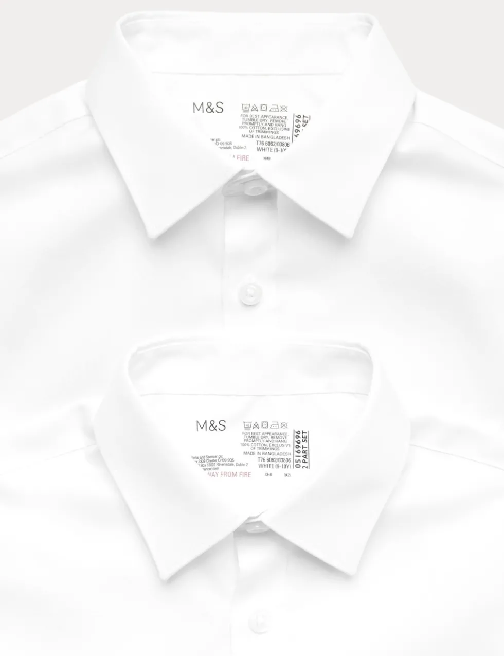 2 Pack Boys' Regular Fit Cotton School Shirts (2-18 Yrs)