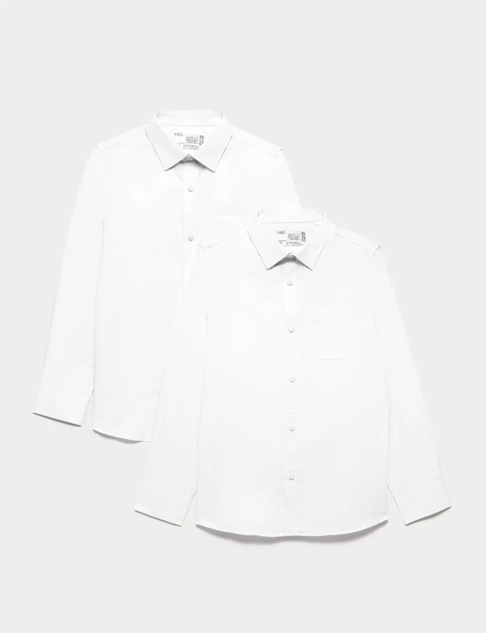 2 Pack Boys' Regular Fit Cotton School Shirts (2-18 Yrs)