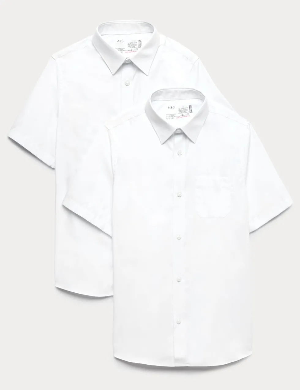 2 Pack Boys' Regular Fit Cotton School Shirts (2-18 Yrs)