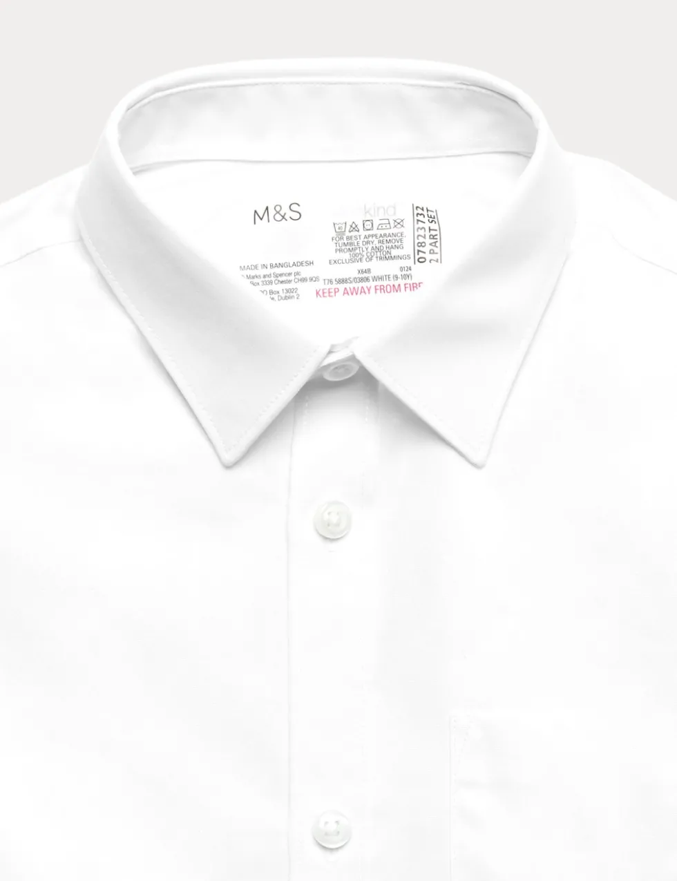 2 Pack Boys' Regular Fit Cotton School Shirts (2-18 Yrs)