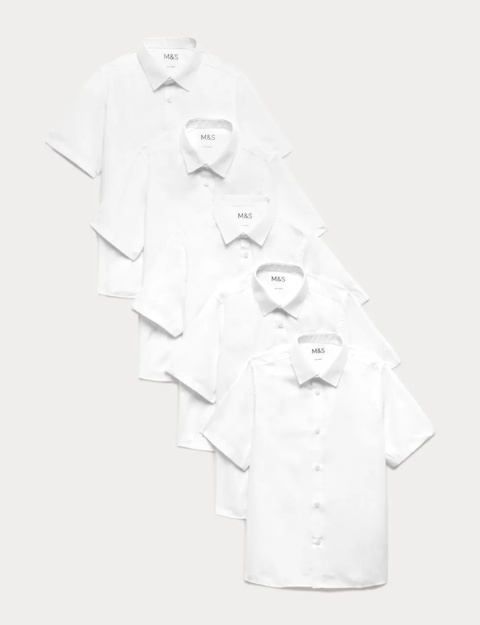 5 Pack Boys' Regular Fit Easy to Iron School Shirts (2-18 Yrs)