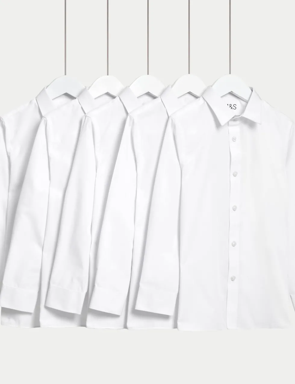 5 Pack Boys' Regular Fit Easy to Iron School Shirts (2-18 Yrs)