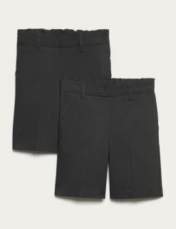 2 Pack Boys' Regular Leg School Shorts (2-14 Yrs)