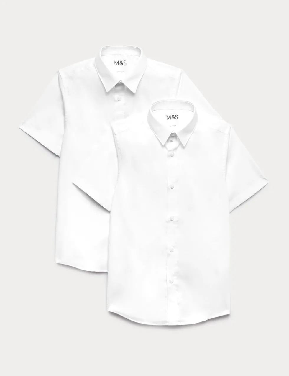 2 Pack Boys' Skinny Fit Stretch School Shirts (2-18 Yrs)