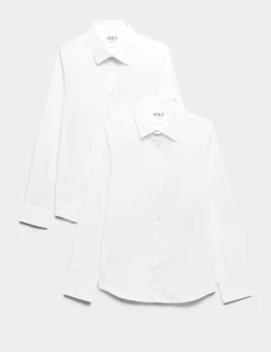 2 Pack Boys' Skinny Fit Stretch School Shirts (2-16 Yrs)