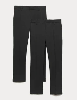 2 Pack Boys' Skinny Leg Stretch Trousers (2-18 Yrs)