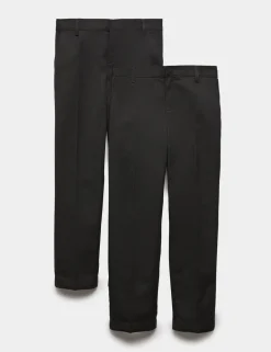 2 Pack Boys' Slim Leg School Trousers (2-18 Yrs)