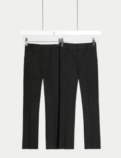 2 Pack Boys' Slim Leg School Trousers (2-18 Yrs)