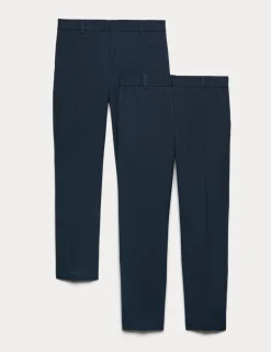 2 Pack Boys' Slim Leg School Trousers (2-18 Yrs)