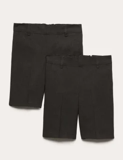 2 Pack Boys' Slim Leg School Shorts (2-14 Yrs)