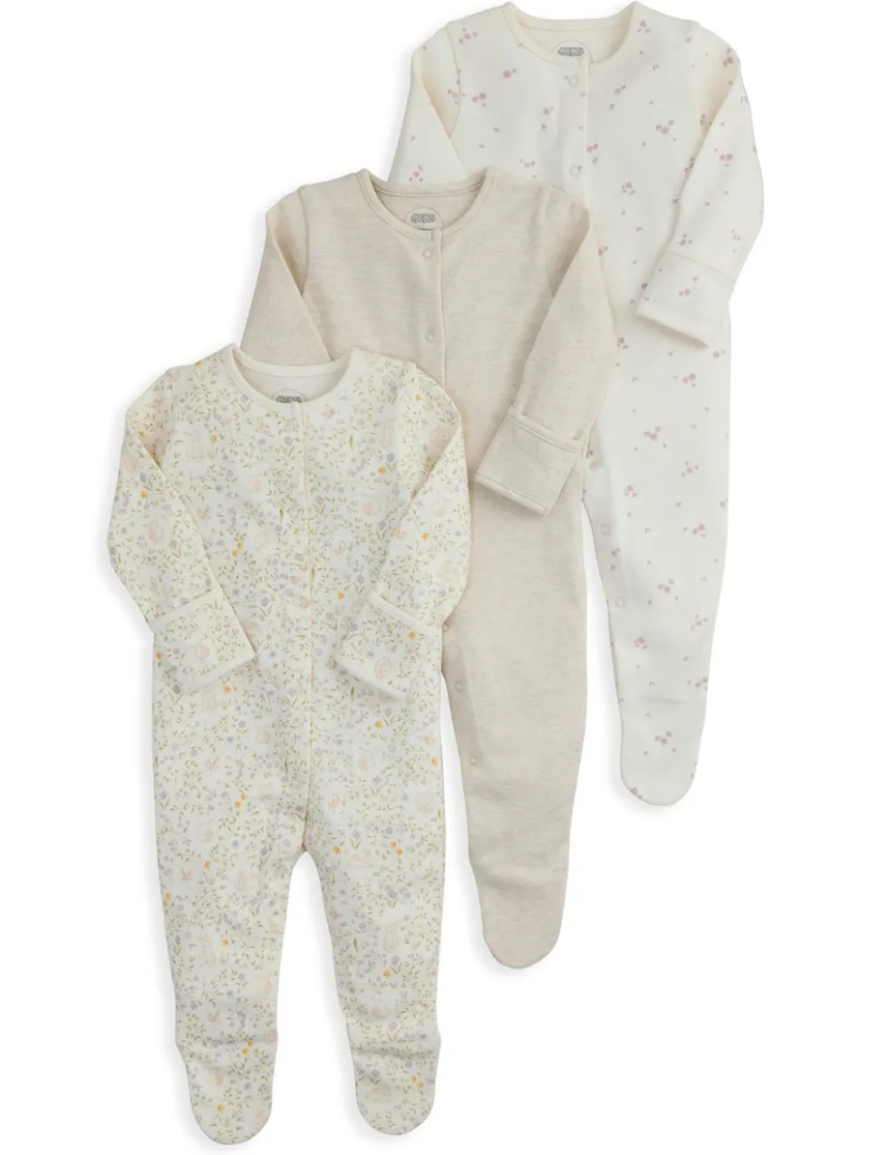 3 Pack Bunny Sleepsuits (6½lbs-24 Mths)