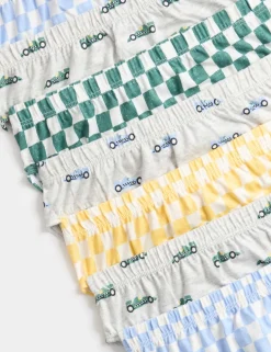 7 Pack Car & Checkerboard Pure Cotton Briefs (18 Mths-14 Yrs)