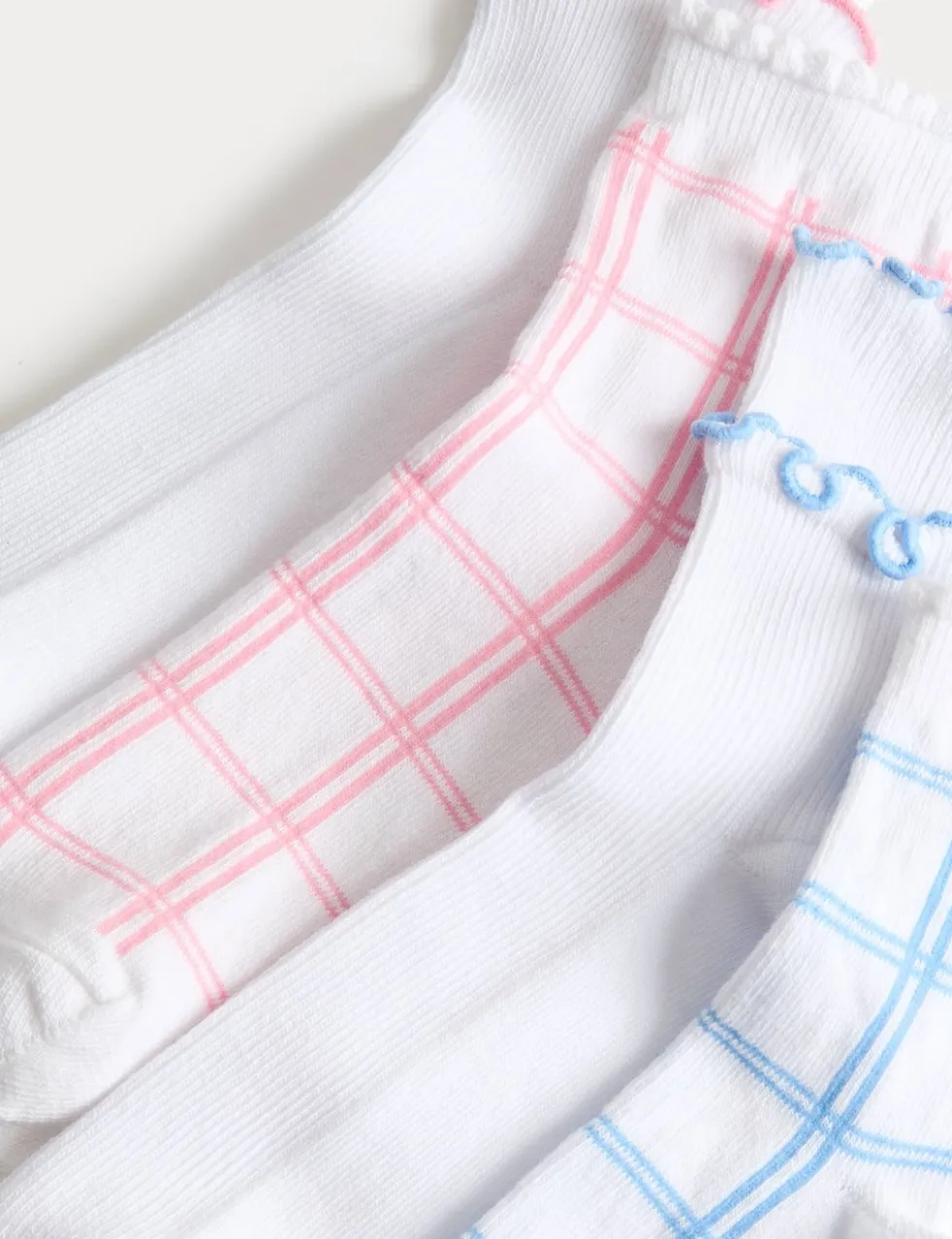 4 Pack Check Frill Socks (6 Small-7 Large)