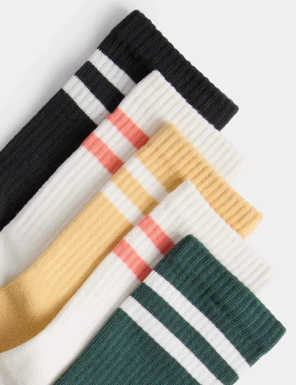 5 Pack Coloured Rib Stripe Sports Socks (6 Small-7 Large)