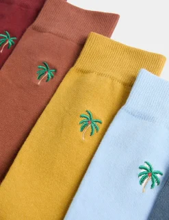 5 Pack Cool & Freshâ„¢ Palm Tree Cotton Rich Socks