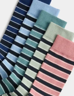 5 Pack Cool & Freshâ„¢ Striped Cotton Rich Socks