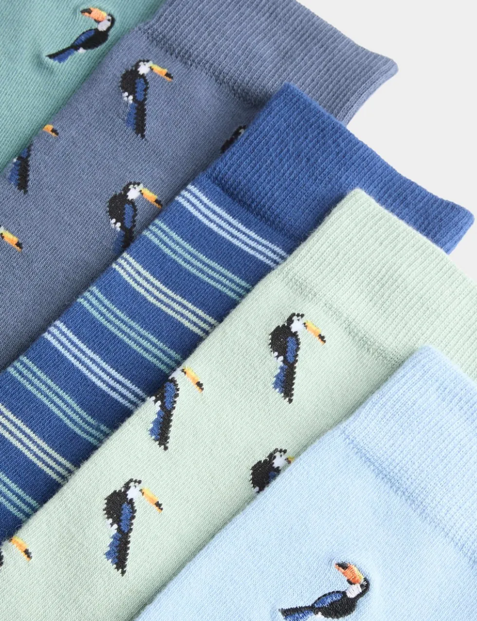 5 Pack Cool & Fresh™ Toucan Cotton Rich Socks