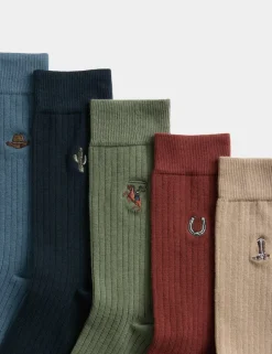 5 Pack Cool & Fresh Western Cowboy Socks