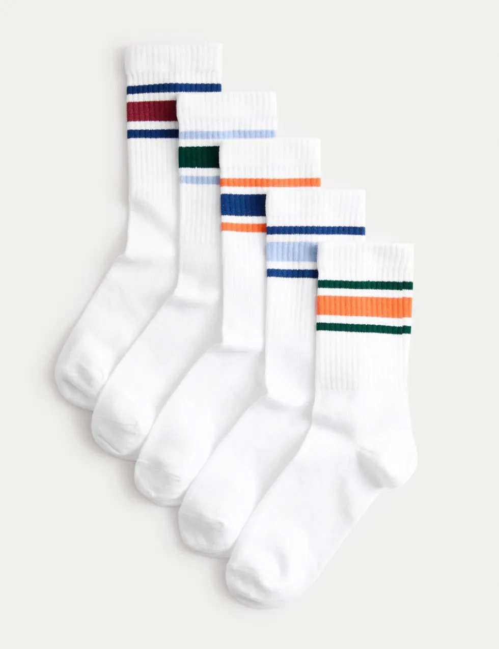 5 Pack Cotton Rich Ankle Stripe Socks (6 Small - 7 Large)