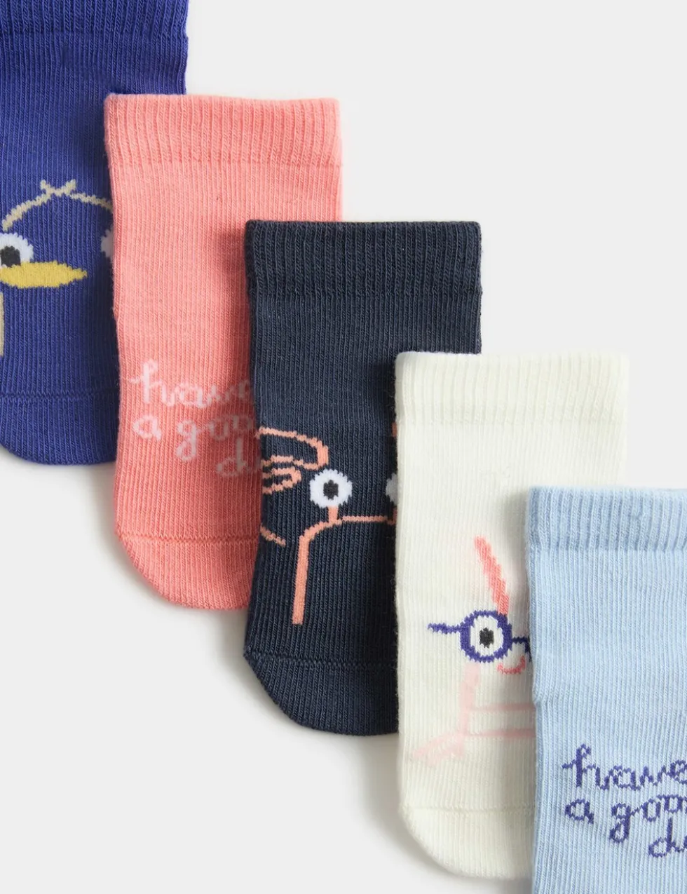 5 Pack Cotton Rich Baby Socks (0-24 Mths)