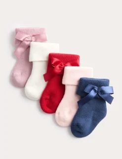 5 Pack Cotton Rich Bow Baby Socks