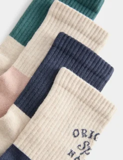 4 Pack Cotton Rich Contrast Sports Socks (6 Small-7 Large)