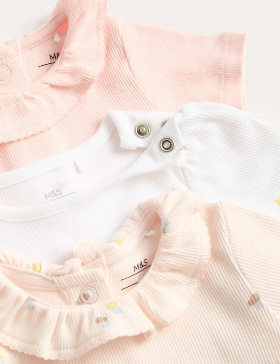 3 Pack Cotton Rich Cupcake Bodysuits (6½lbs-3 Yrs)