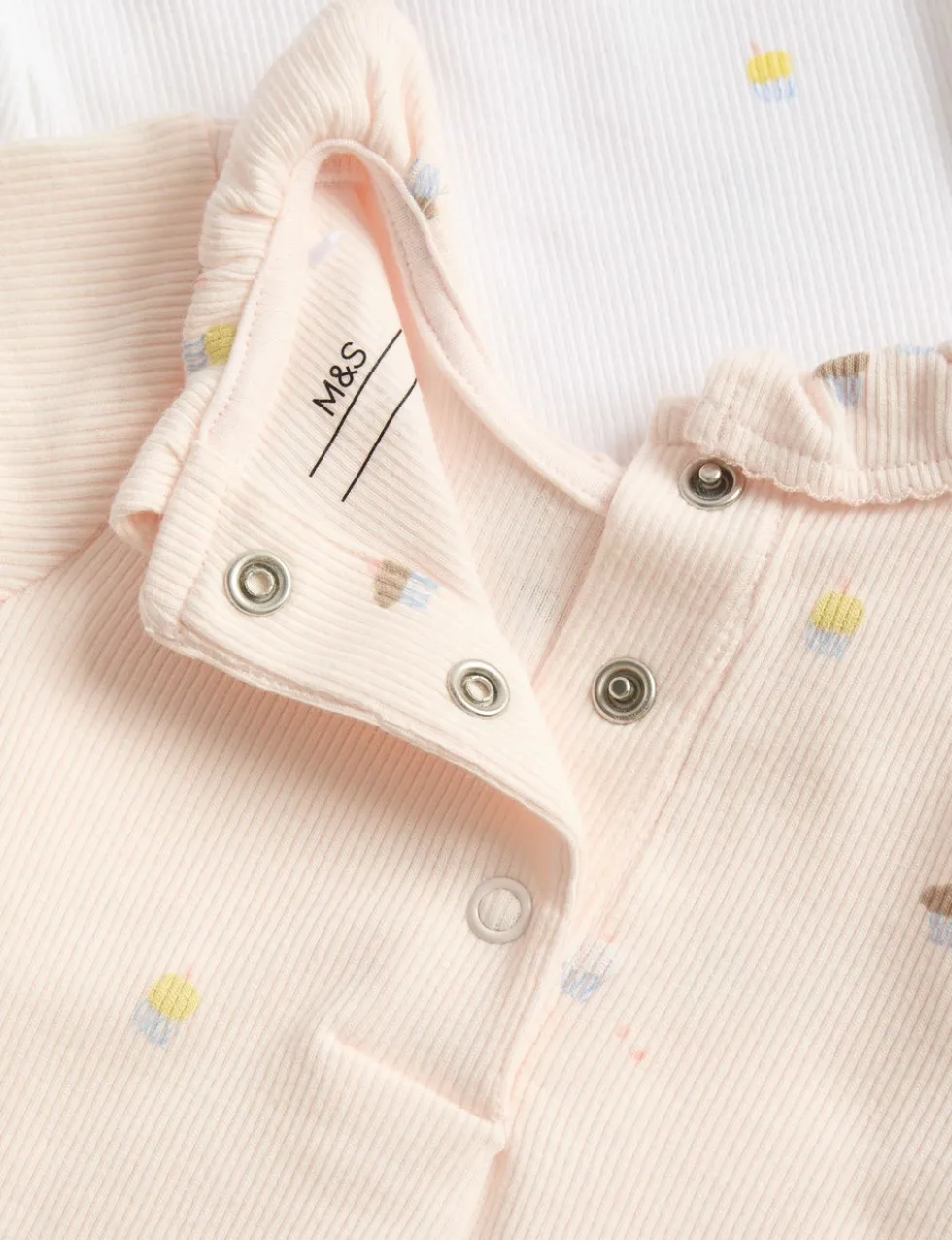 3 Pack Cotton Rich Cupcake Bodysuits (6½lbs-3 Yrs)