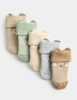 5 Pack Cotton Rich Faces Socks (7lbs - 2 Yrs)