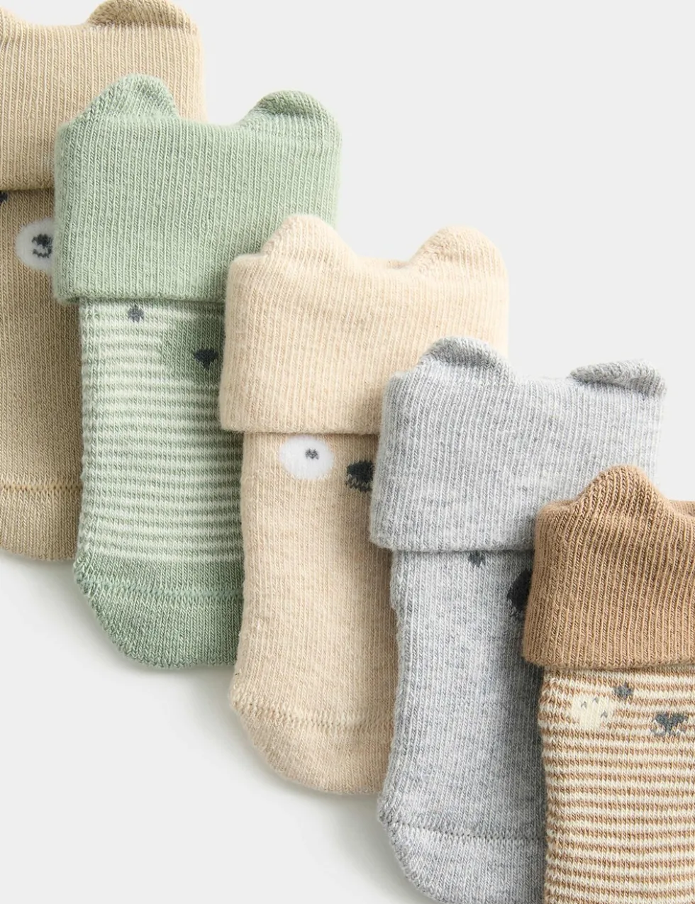 5 Pack Cotton Rich Faces Socks (7lbs - 2 Yrs)