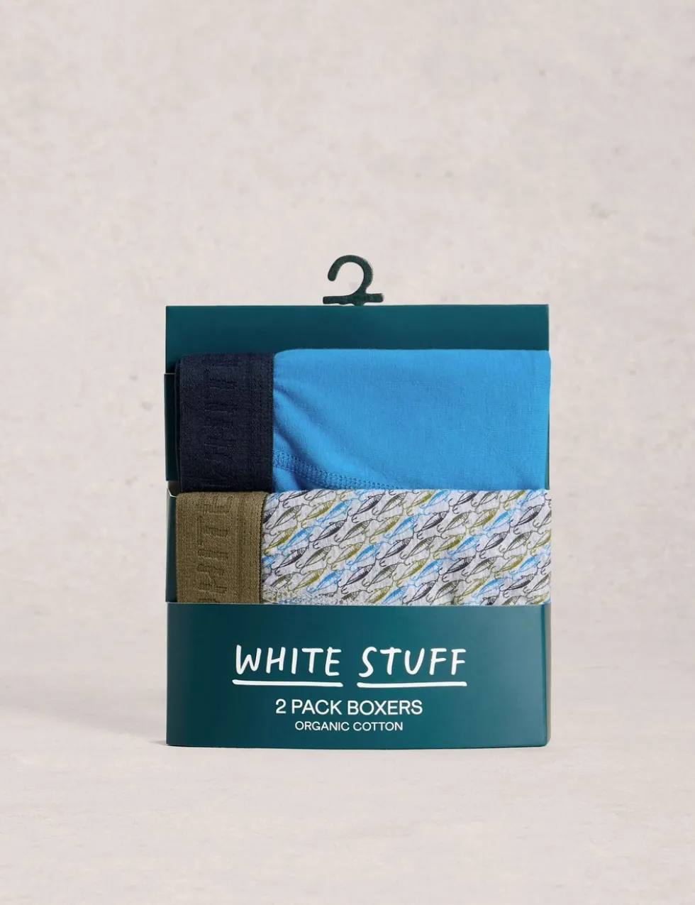 2 Pack Cotton Rich Fish & Plain Boxers