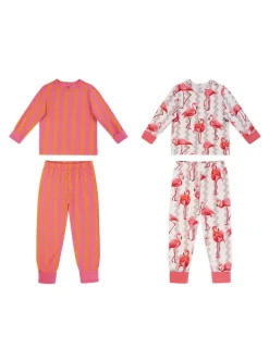 2 Pack Cotton Rich Flamingo Pyjama Sets (1-12 Yrs)