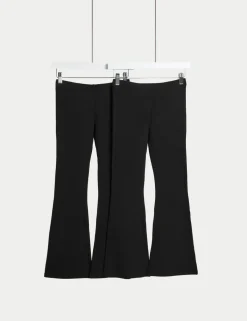 2 Pack Cotton Rich Flared Leggings (6-16 Yrs)