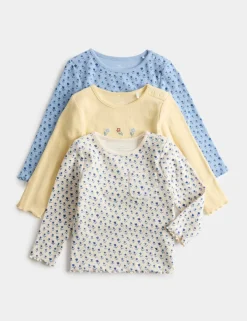 3 Pack Cotton Rich Floral Ribbed Tops (0-3 Yrs)