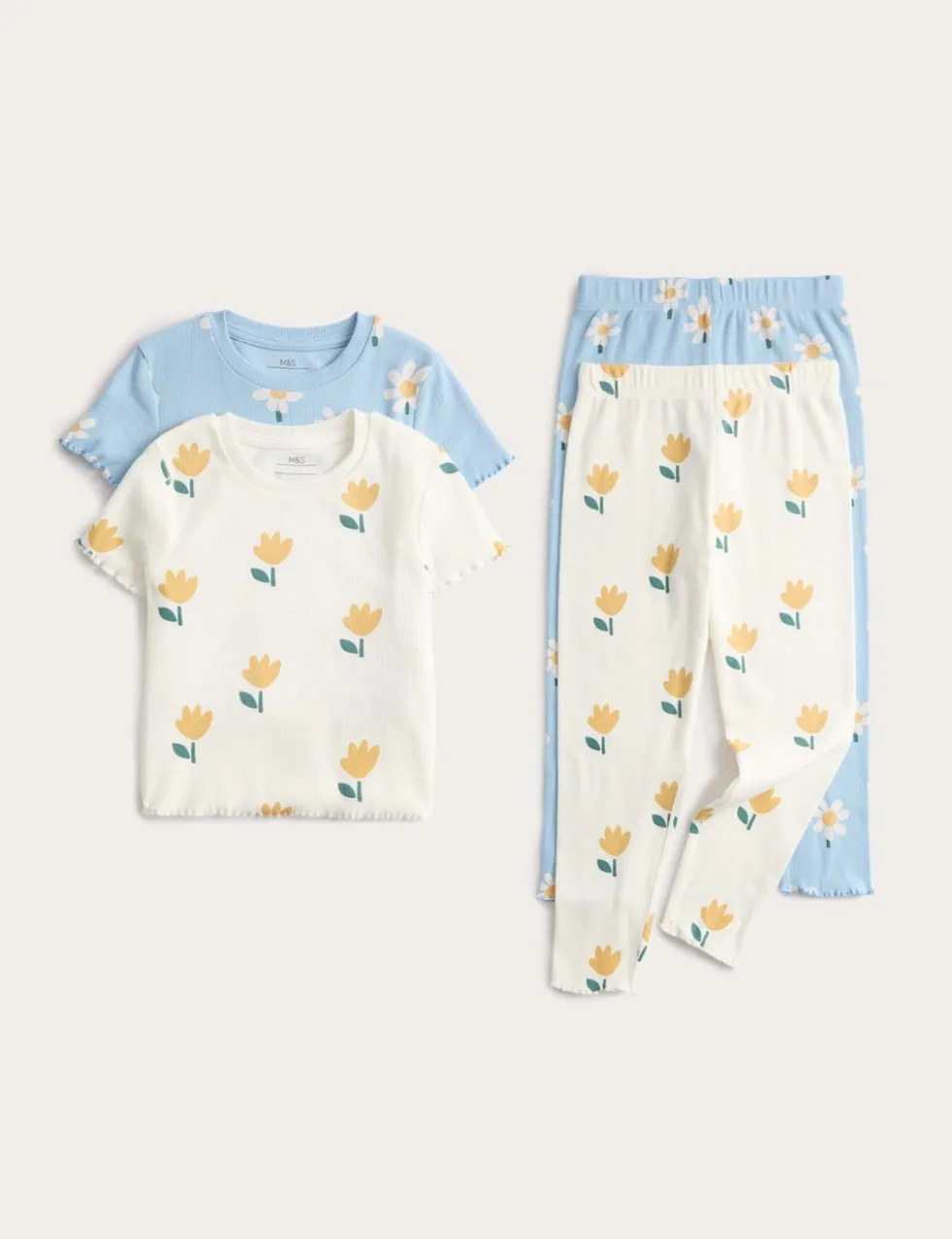 2 Pack Cotton Rich Floral Pyjama Sets (1-8 Yrs)